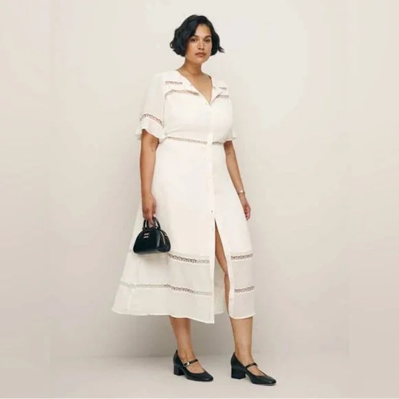 NWT Reformation Woodson Dress Ivory Size 20 New - Picture 9 of 9